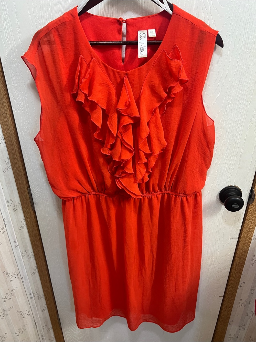 Emma & Michele Red Ruffle Front Mini Dress